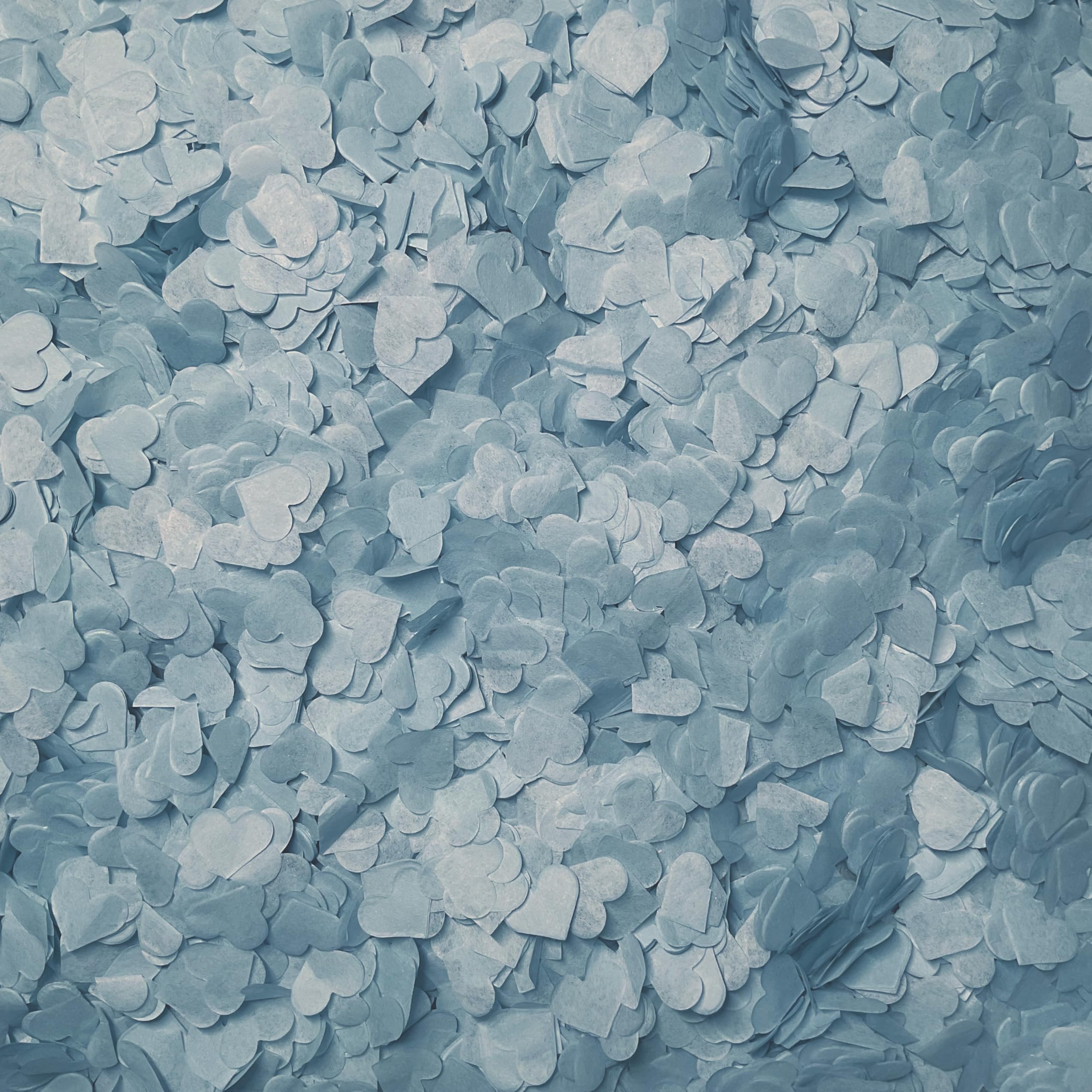 Biodegradable Heart Wedding Confetti | Eco-Friendly Tissue Paper Hearts | Many Colours (Dusty Blue, Large (200g) 60 Handfuls)