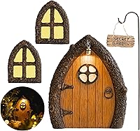 TreePoetry Glow in the Dark Fairy Door & Windows for Trees - Outdoor Fairy Garden Decor, Kids Room Wall Art with Secret Garden Sign