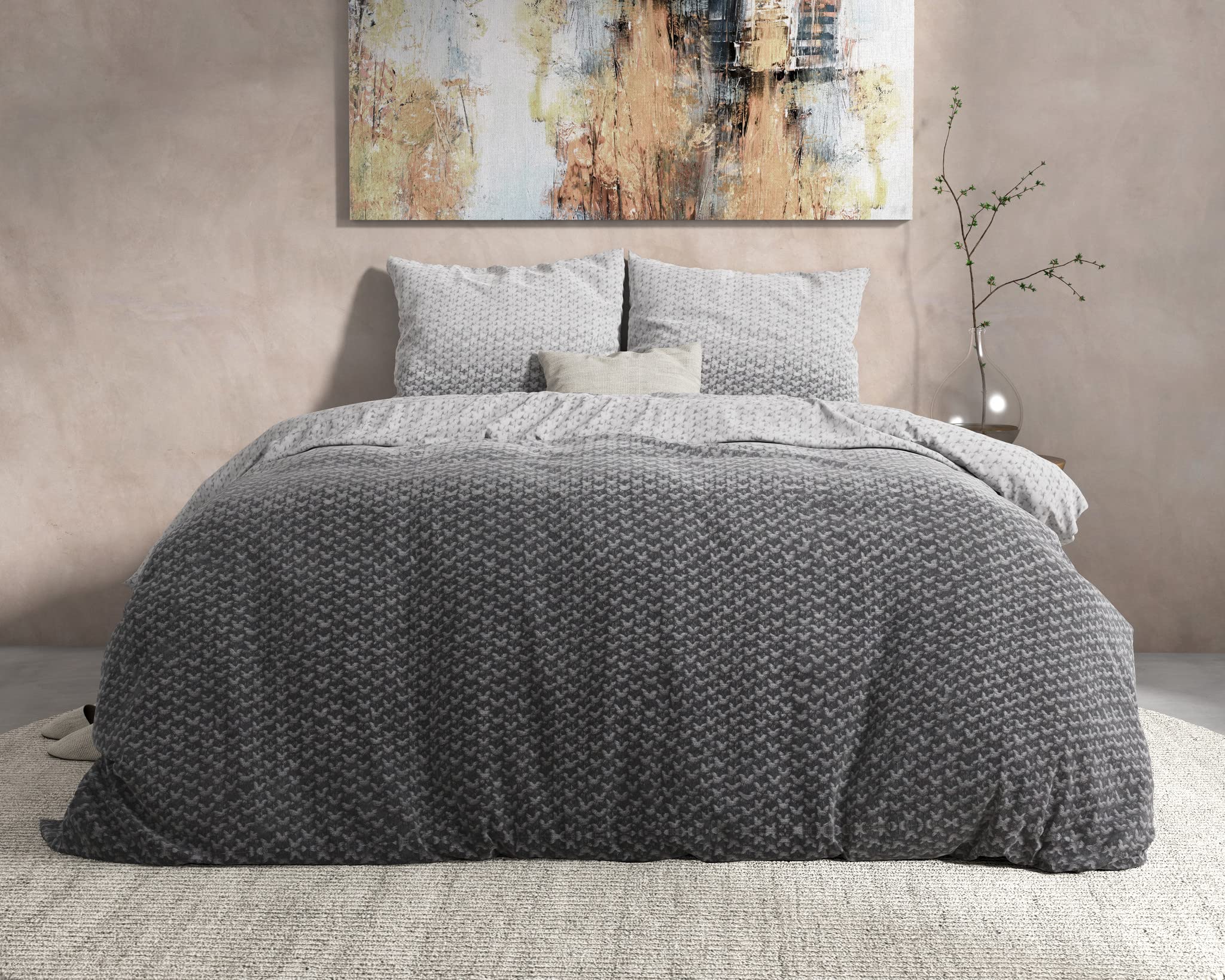 Sleep Time Beddengoed, fijn flanel, 100% katoen, winterbeddengoed, behaaglijk en warm, flanel, grijs, tamar, 240cm x 220cm, met 2 kussenslopen 60cm x 70cm Sleep Time Beddengoed, fijn flanel, 100% katoen, winterbeddengoed, behaaglijk en warm, flanel, grijs, tamar, 240cm x 220cm, met 2 kussenslopen 60cm x 70cm