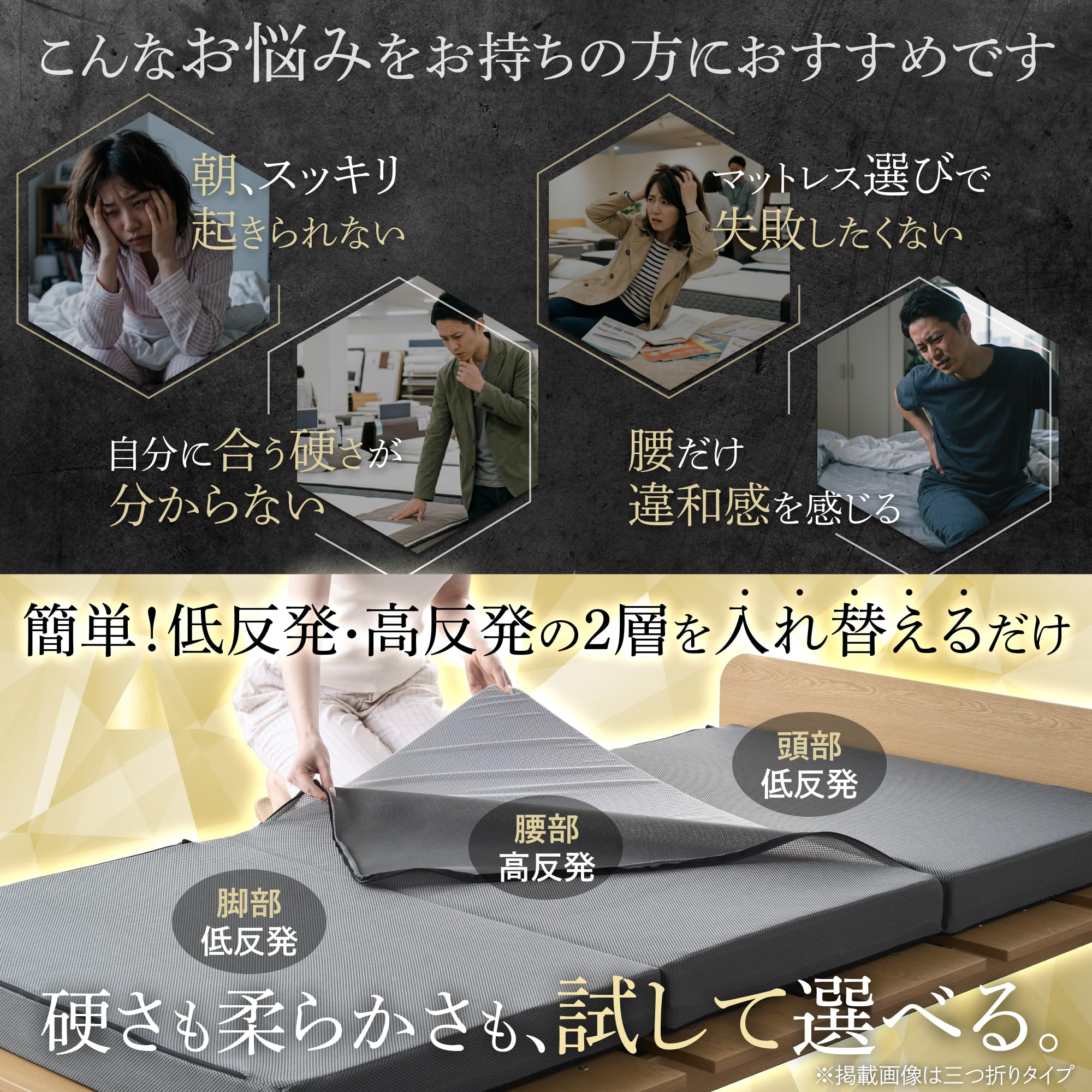 Amazon｜GOKUMIN マットレス 四つ折り 16通り 高反発 260N 低反発80N 2