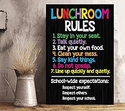 Lunchroom Rules Cafeteria Teacher Sign Poster Chalkboard Chalk Subway Wall Art Gift - Full Size Decorations for School Lunch posters classroom L5
