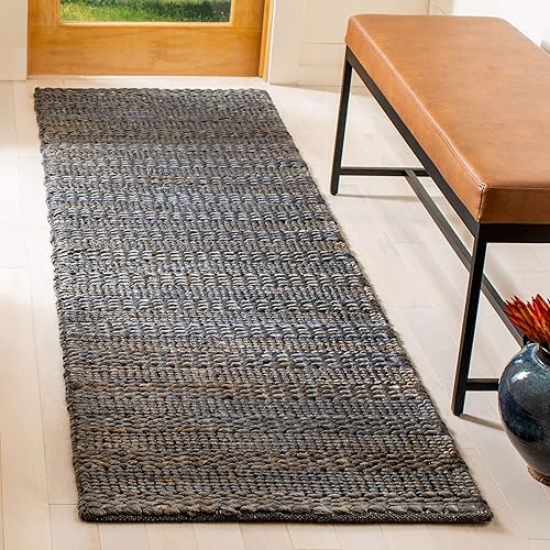 Safavieh Natural Fiber Collection NF212G Handmade Braided Woven Jute Runner, 2'3" x 10' , Grey