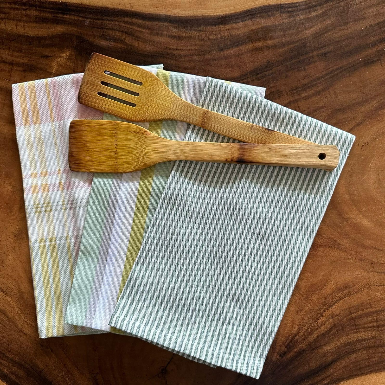 100% Cotton Kitchen Towel, Set of 3 Kitchen Napkins, Multistripe Print 1