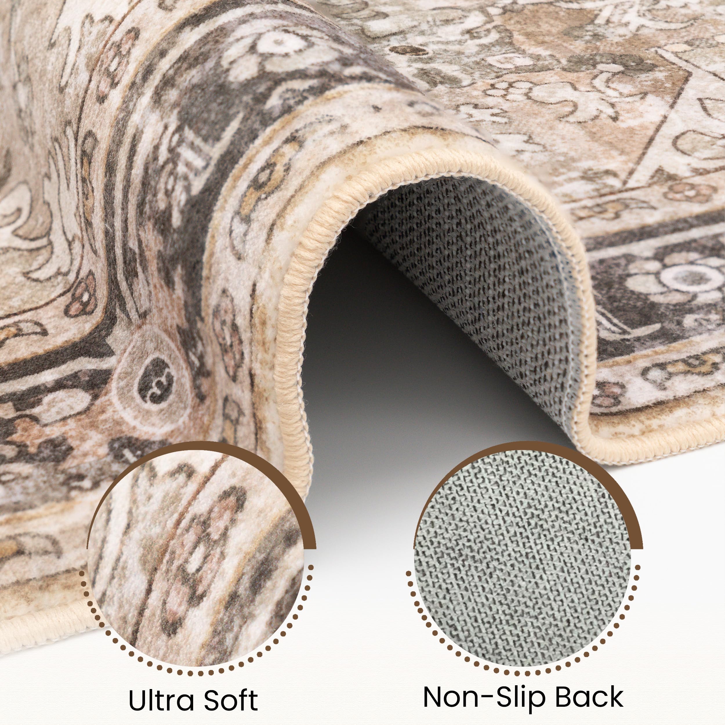 KOZYFLY Washable Entryway Rug 3x5 Ft Area Rugs Cotton Rubber Backed - View #12