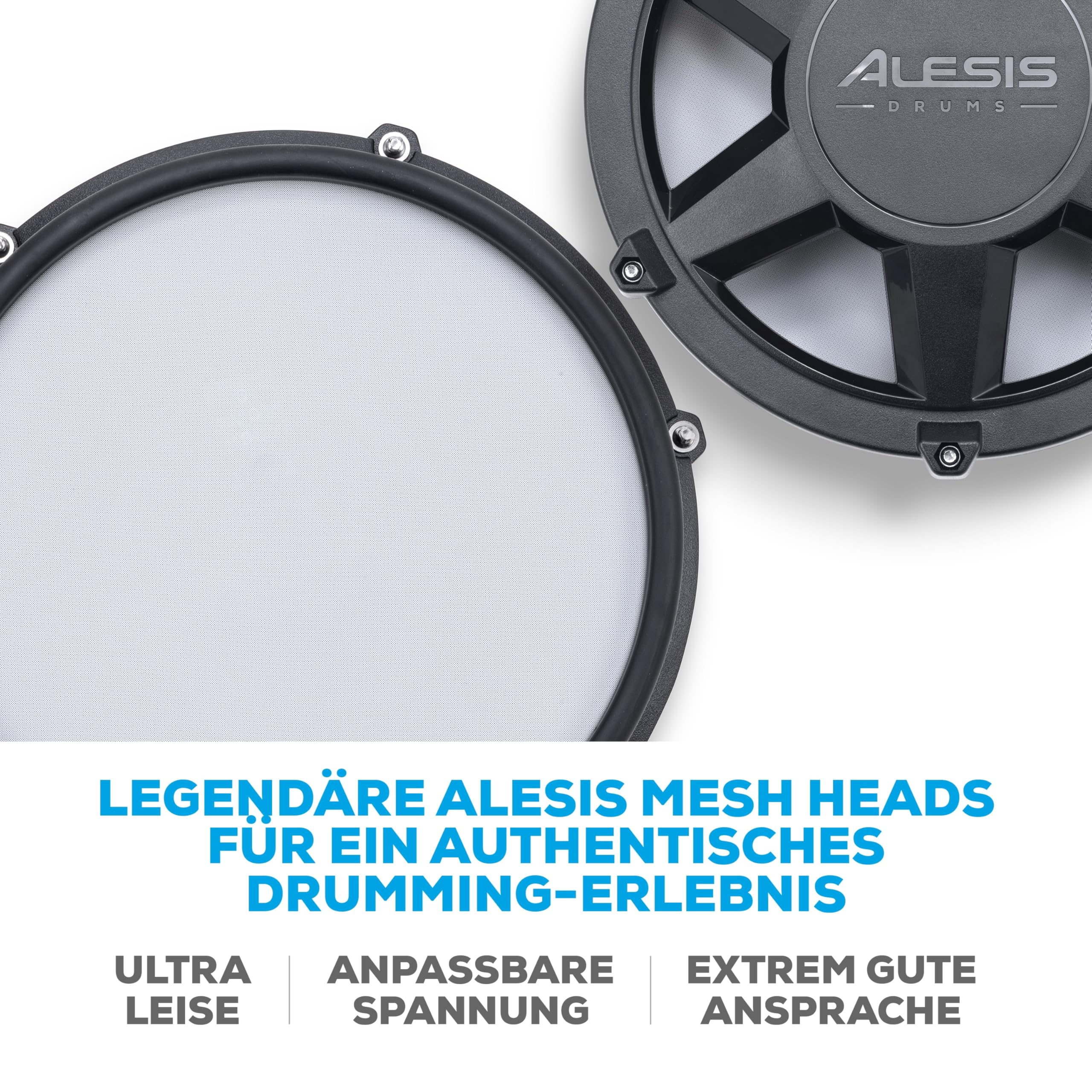 Alesis Nitro Max Kit – Kompaktes E-Drum Set mit leisen Mesh-Pads, 10" Dual-Zone Snare, Bluetooth, 440+ BFD-Sounds, Drumeo, USB MIDI, Fußmaschine
