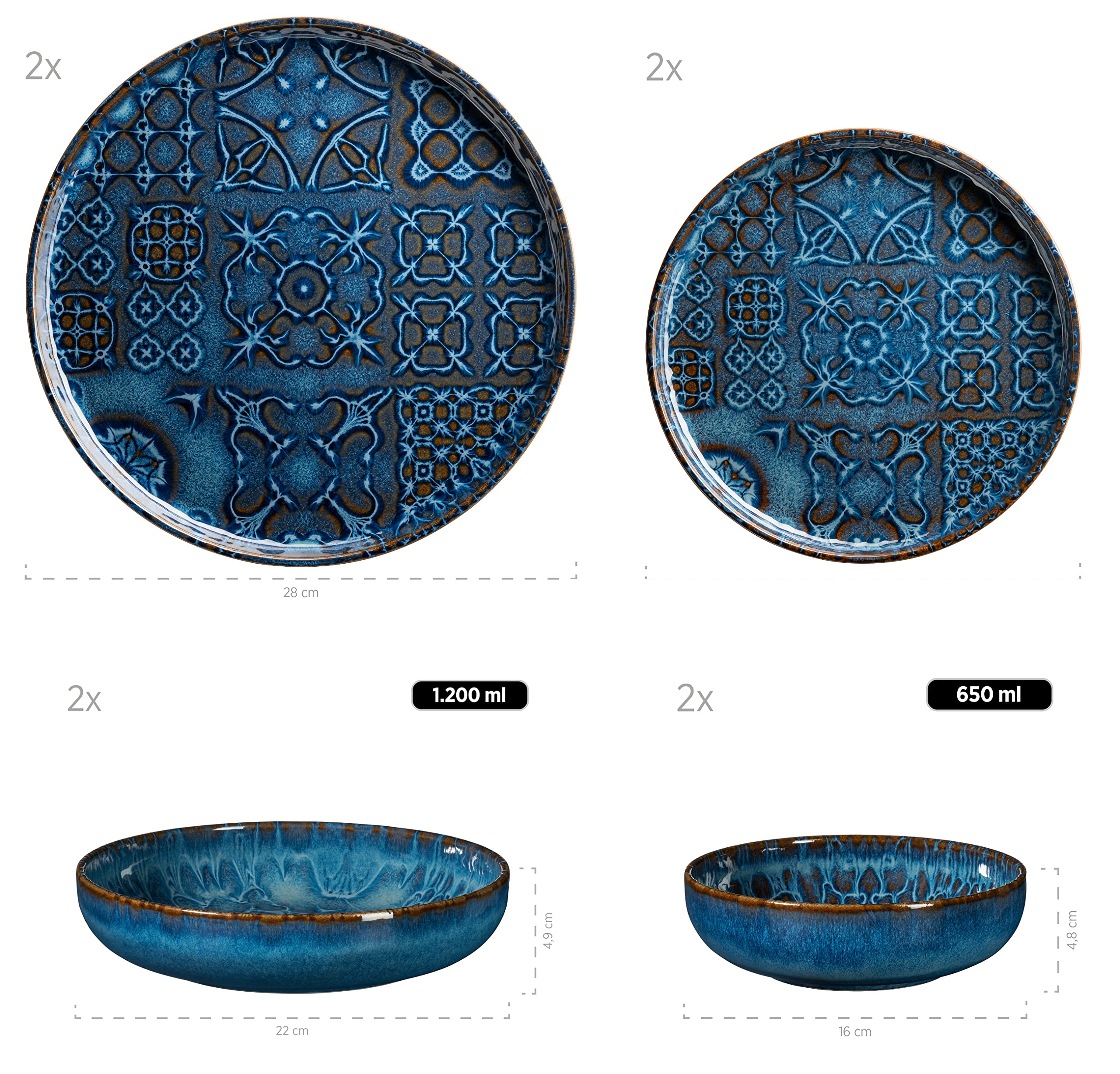 MÄSER 934063 - Set di stoviglie vintage moderno per 2 | FindTheDeal