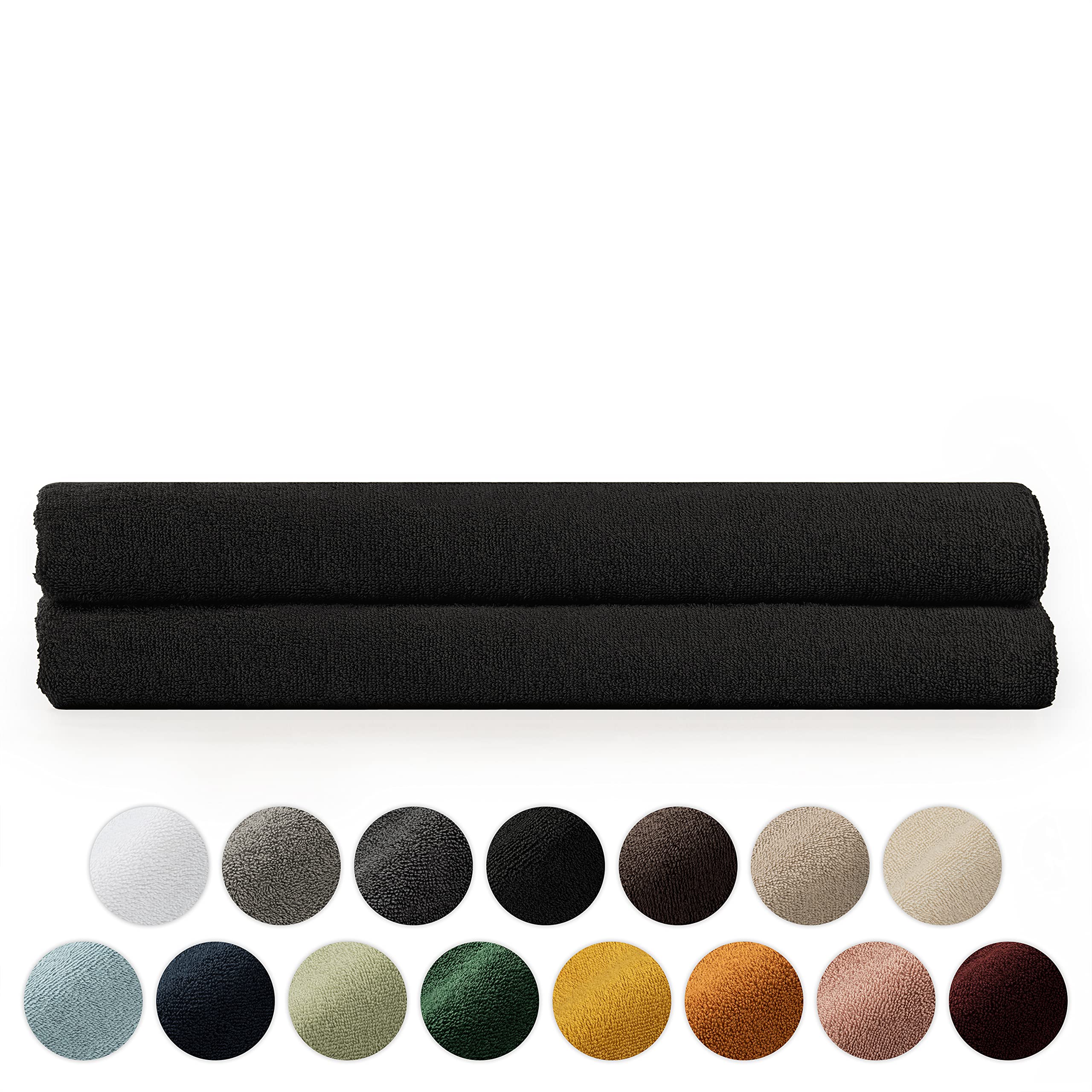 Blumtal Premium zestaw ręczników frotte z pętlą do zawieszania - bawełna certyfikowana Oeko-TEX, miękkie, chłonne - 2x ręcznik do sauny (80x200 cm), czarny