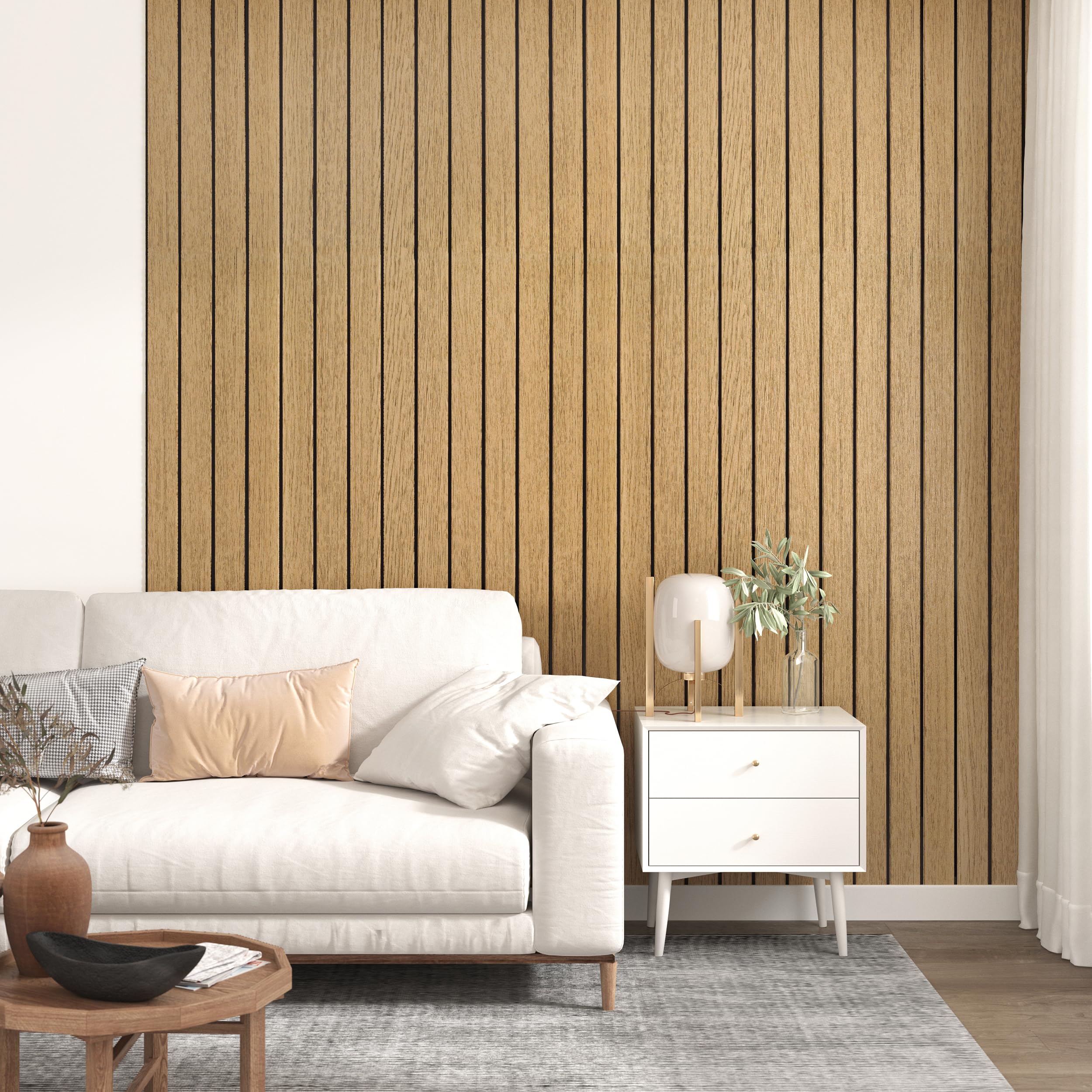 3D Wood Slat Wall Panels FunStick 24x394 Thick Brown Slats Wood Peel ...