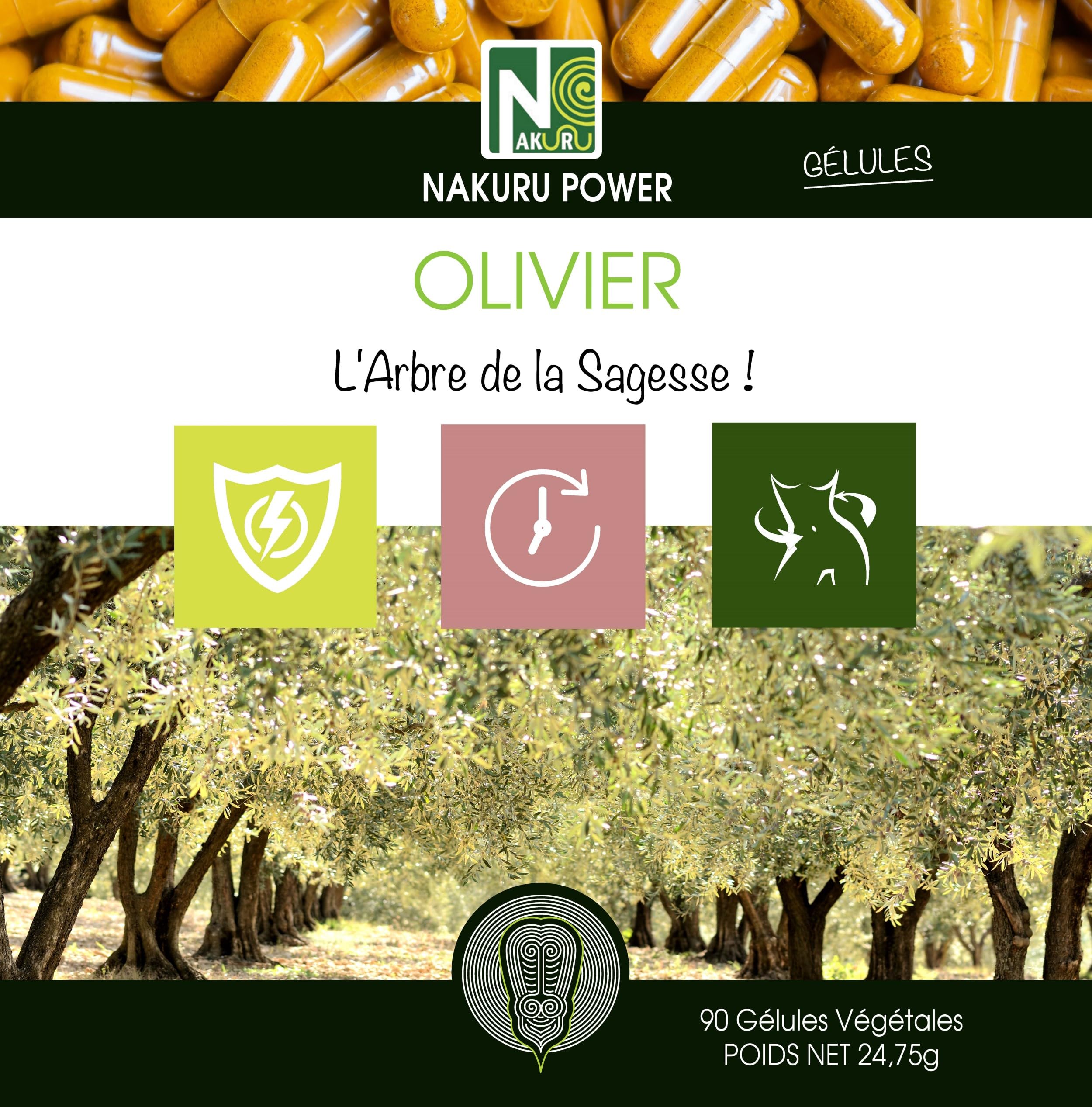 NAKURU | Olivier | Gamme Power | Fabriqué en France | "L'Arbre de la Sagesse!" (90 Gélules Végétales de 275mg / Poids Net: 24,75g)