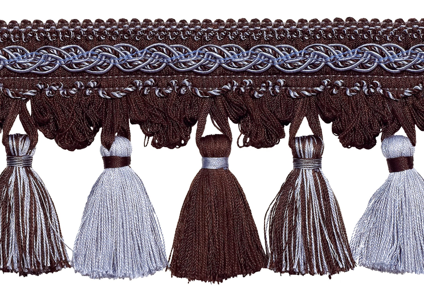 Passementerie baroque bleu ciel style TFB1 galon de prestige 10cm pour décoration
