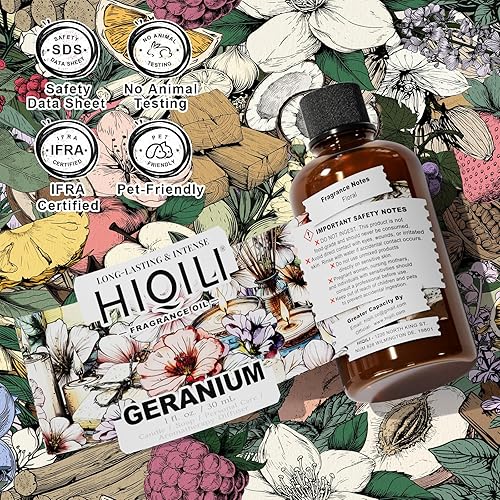 Miniatura 7 de HIQILI Aceite de fragancia de geranio para difusor del hogar, relajación, aceite esencial para hacer velas y jabón, aromas de larga duración,