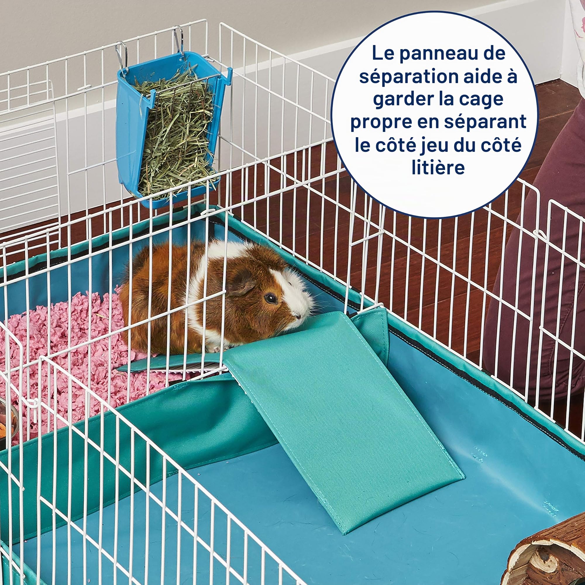 MidWest Homes for Pets Modèle 171GHP Cage pour cochons d'Inde , 119,38 x 60,96 x 35,56 cm, avec panneau supérieur et panneau de séparation, blanc et vert