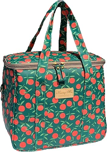 Kwang Min Bolsa térmica de picnic con aislamiento floral, bolsa de almuerzo grande reutilizable para mujeres, hombresniños, al aire libre, barco,