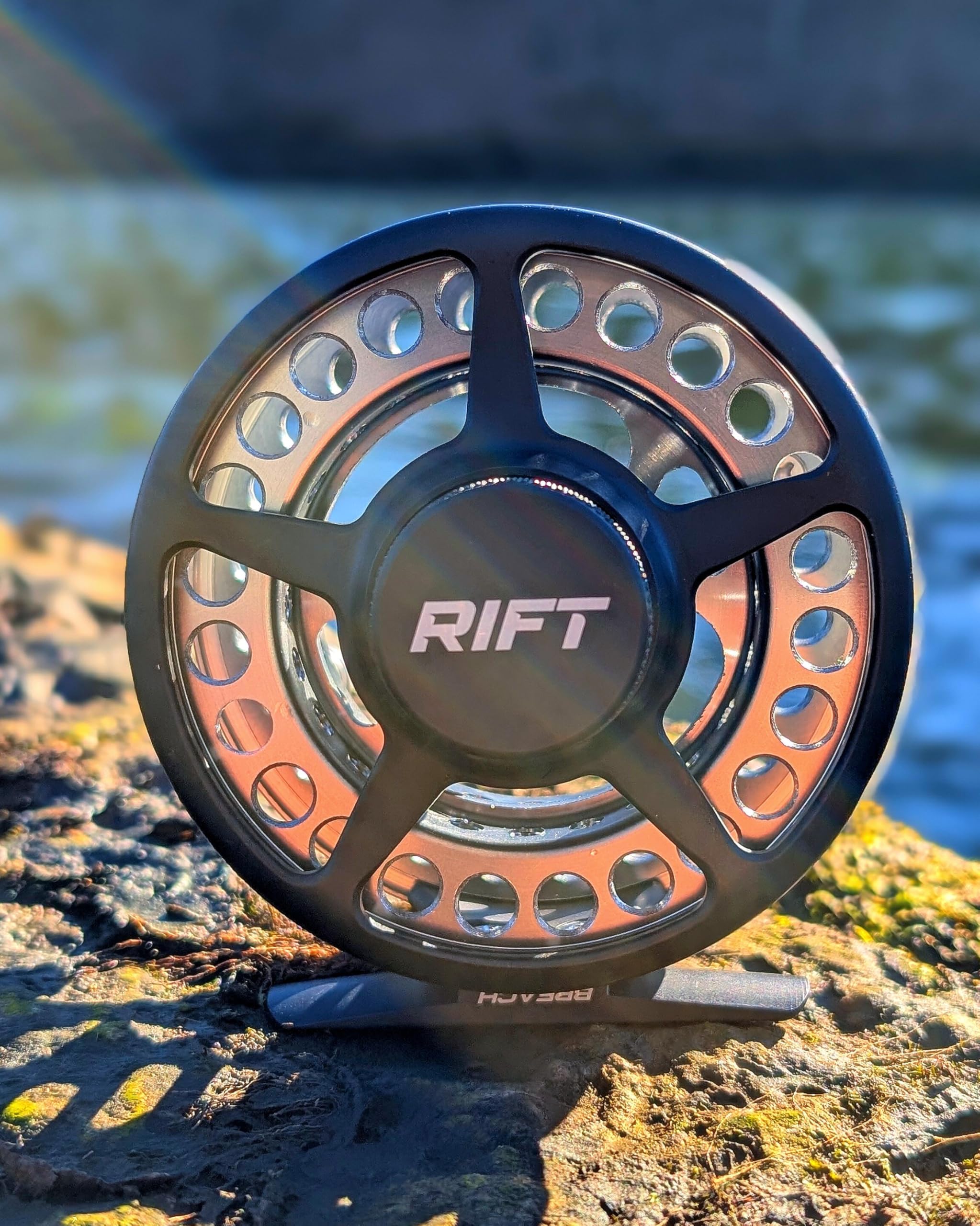 RIFT Breach Fly Fishing Reel, Carbon Disc Drag, Full CNC-Machined Anodized Aluminum Fly Reel, 3/4, 5/6 Weight, Black, Silver (Black/Silver - Without Line, 3/4wt)