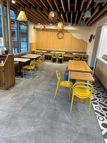 Miniatura 2 de CozyBlock Luna - Silla de comedor apilable con diseño moderno de madera curvada para interiores y exteriores, juego de 2 (color negro)