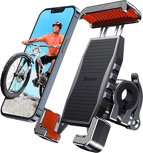 Bike Phone Holder, Blukar Adjustable Bike Phone Mount -360° Rotatable Super Stable Bicycle Motorcycle Phone Holder, Compatible with iPhone 14 13 12 Pro Max/XS, Galaxy, Huawei, 4.7-6.8 Inch Smartphones