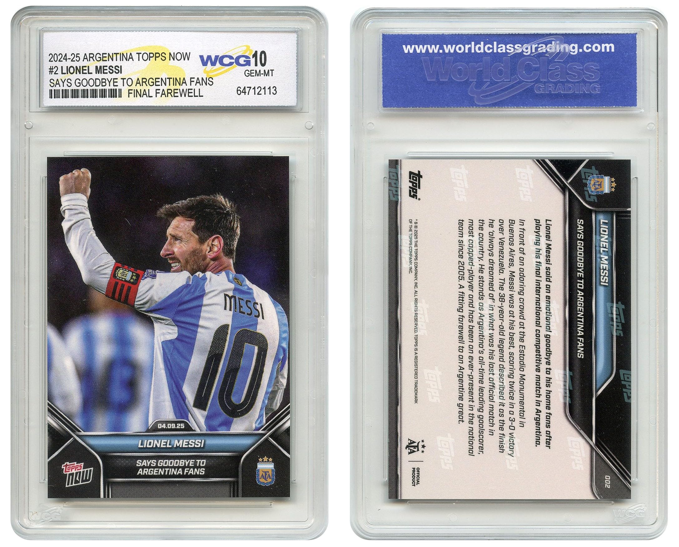 2024-25 Topps Now Lionel Messi Final Match with Argentina - Argentina's #1 Scorer in Hist…