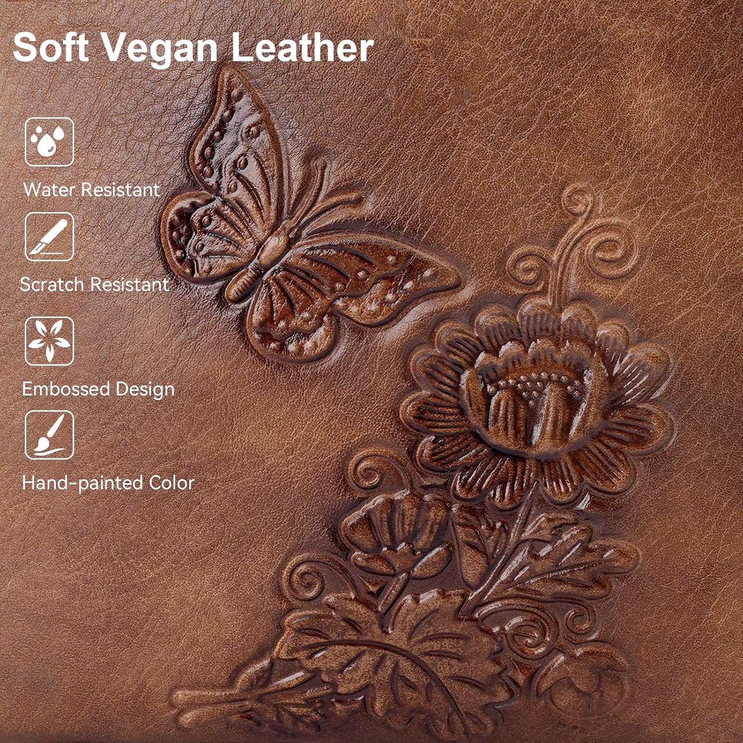 Small Crossbody Purse for Women, Vegan Leather Multi Pocket Bag with Adjustable Strap Embossed Travel Shoulder Bag - Image 5