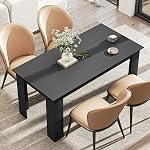 HOMCOM 63" Dining Table for 4-6 People, Modern Rectangular Kitchen Table with Wood Effect for Dining Room, Living Room, Black