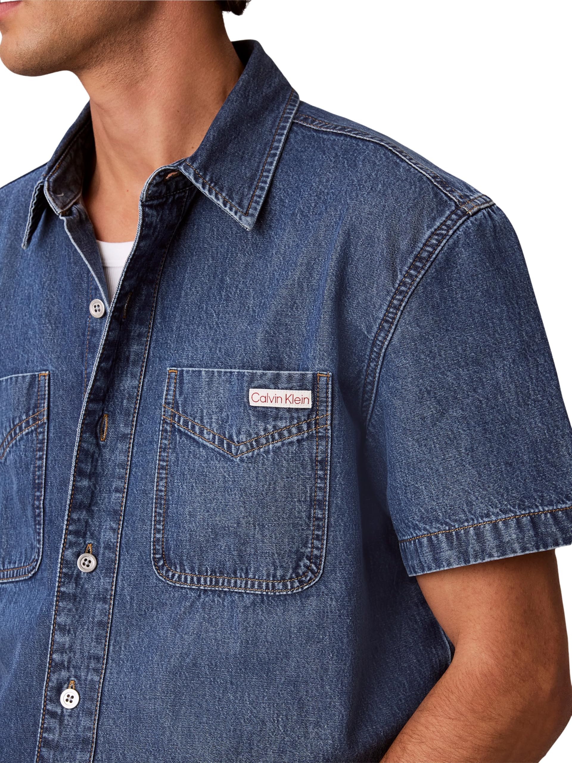 Calvin Klein Beckford Blue Short Sleeve Shirt Lv04rf711g Altre Camicie Uomo