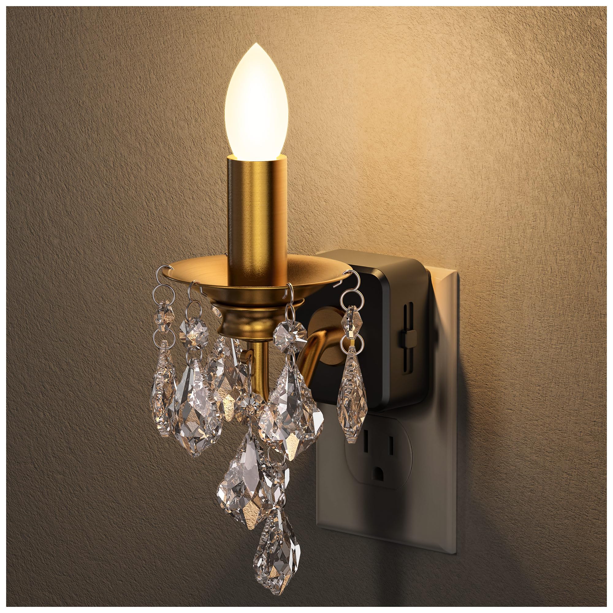 Briignite Chandelier Night Lights Plug into Wall, Warm Night Light Dimmable