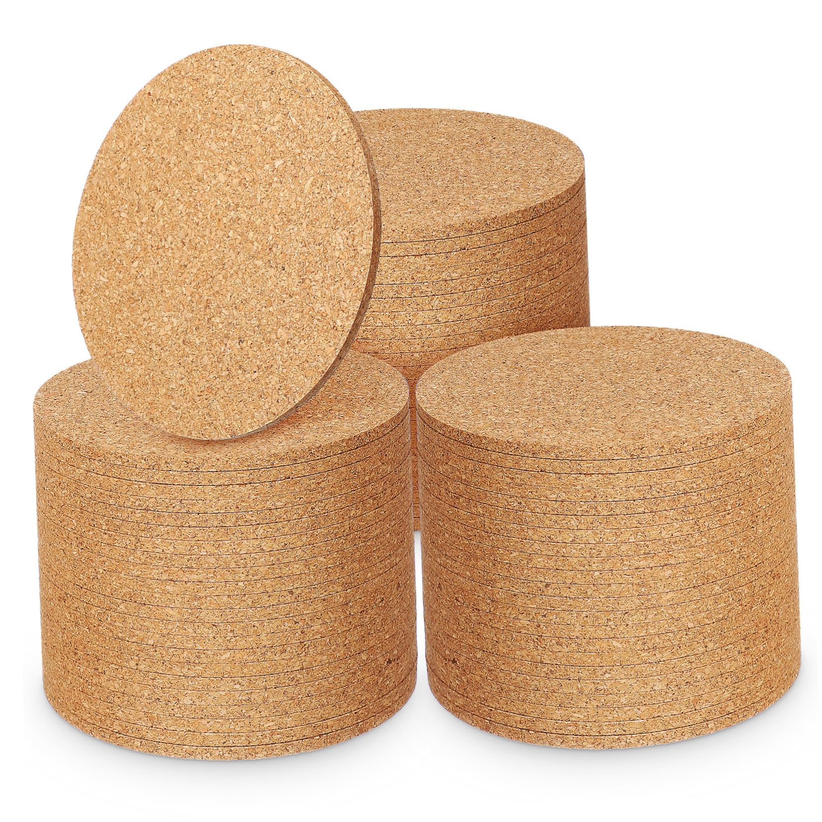 ABOOFAN Lot de 100 sous-Verres Ronds en Liège Naturel, Design Antidérapant et Isolation Thermique, pour Table et Décoration Intérieure