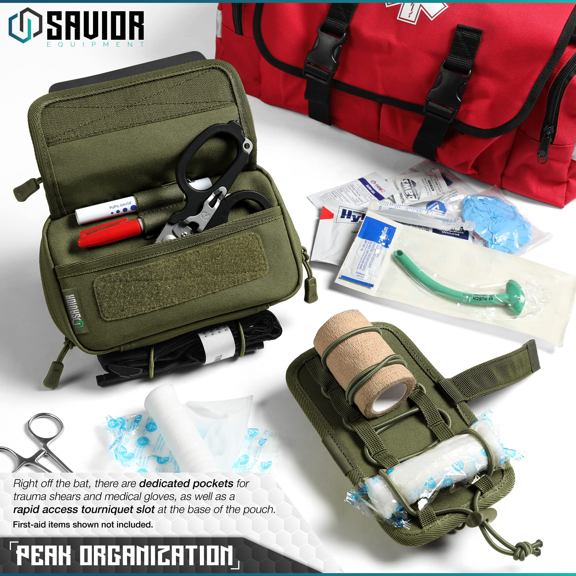 Savior Equipment IFAK Buddy - Kit táctico de primeros auxilios, bolsa Molle, bolsa de emergencia EMT, organización de suministros médicos, bolsa de viaje de supervivencia al aire libre, se fija a la