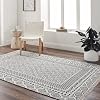 Hauteloom Hulda Wool Living Room, Bedroom Area Rug - Bordered - Boho, Bohemian Carpet - Modern Farmhouse - Gray, Black, White - 810 x 12'