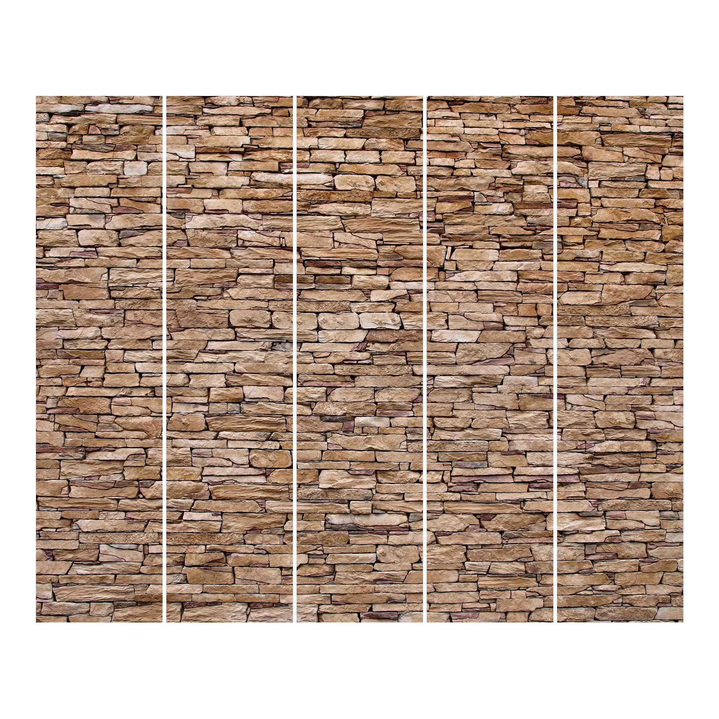 Schiebegardine halbtransparent 60er Paneel Klett Steinoptik Textil lichtdurchlässig - Motiv Modern Flächenvorhang Wohnzimmer Schlafzimmer 1177 (300x250 cm - 5er Set)