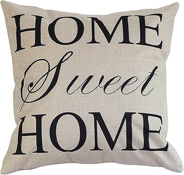Home Sweet Home Simple Words Big Love Burlap Cushion Covers Pillow Case 18" x 18"