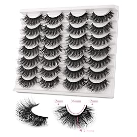 JIMIRE False Eyelashes Mink Fluffy Volume Lashes 3D Wispy Long Fake Eyelashes 14 Pairs Pack