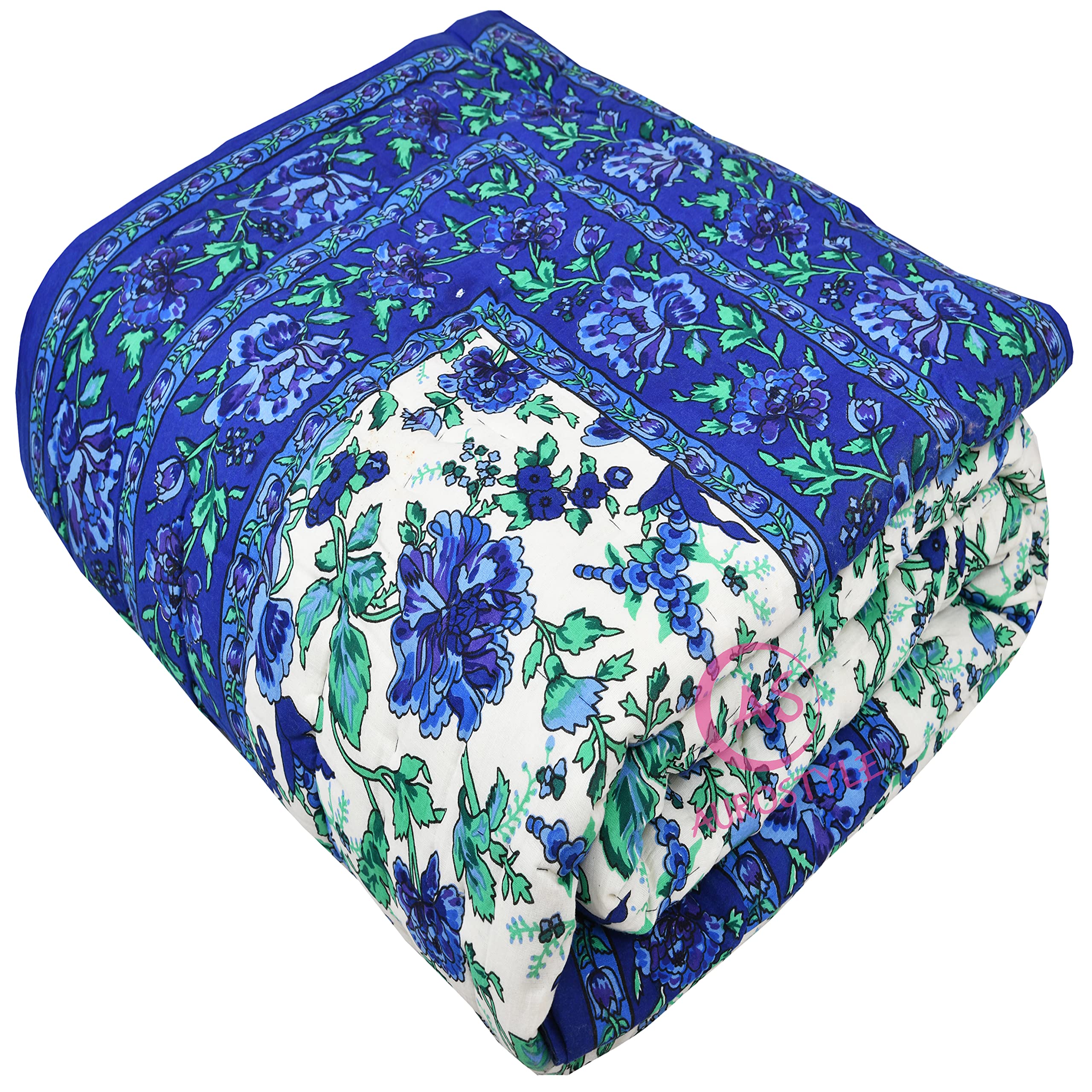 LushHavenDecor 400 TC Pure Cotton Double Bed Jaipuri Razai Soft and Breathable Jaipuri AC Quilt Comforter Dohar Rajai Floral Print, (Blue, 85 x 100 inch) Blue Multicolor (B0BMZBL8QC) Amazon Price History, Amazon Price Tracker