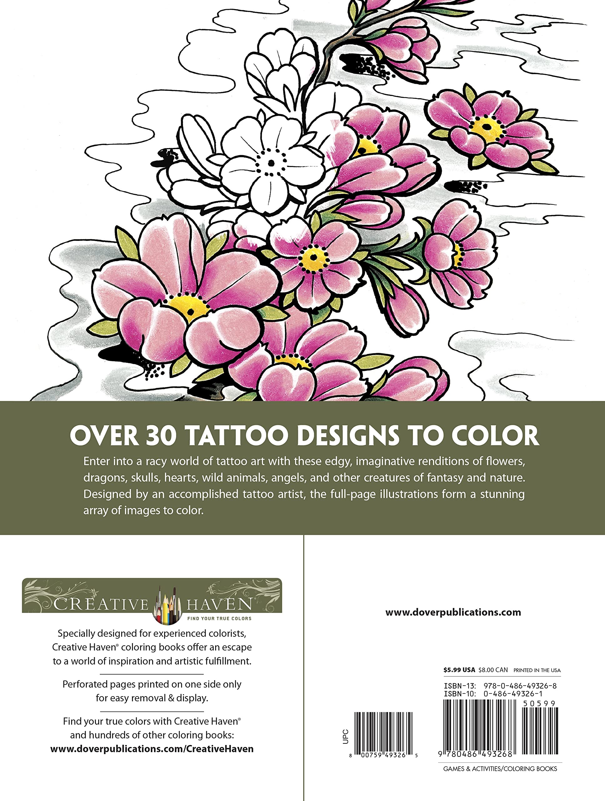 Dover Creative Haven Modern Tattoo Designs Coloring Book - Image 5