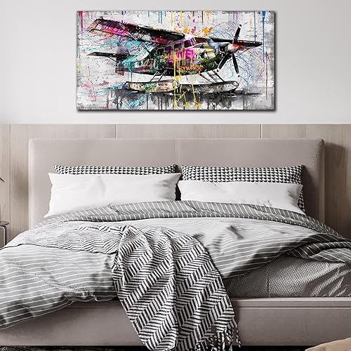 Miniatura 4 de GUGIKA Arte de pared de avión para sala de estar, arte abstracto de pared para oficina, arte de pared grande para dormitorio, imágenes de impresión