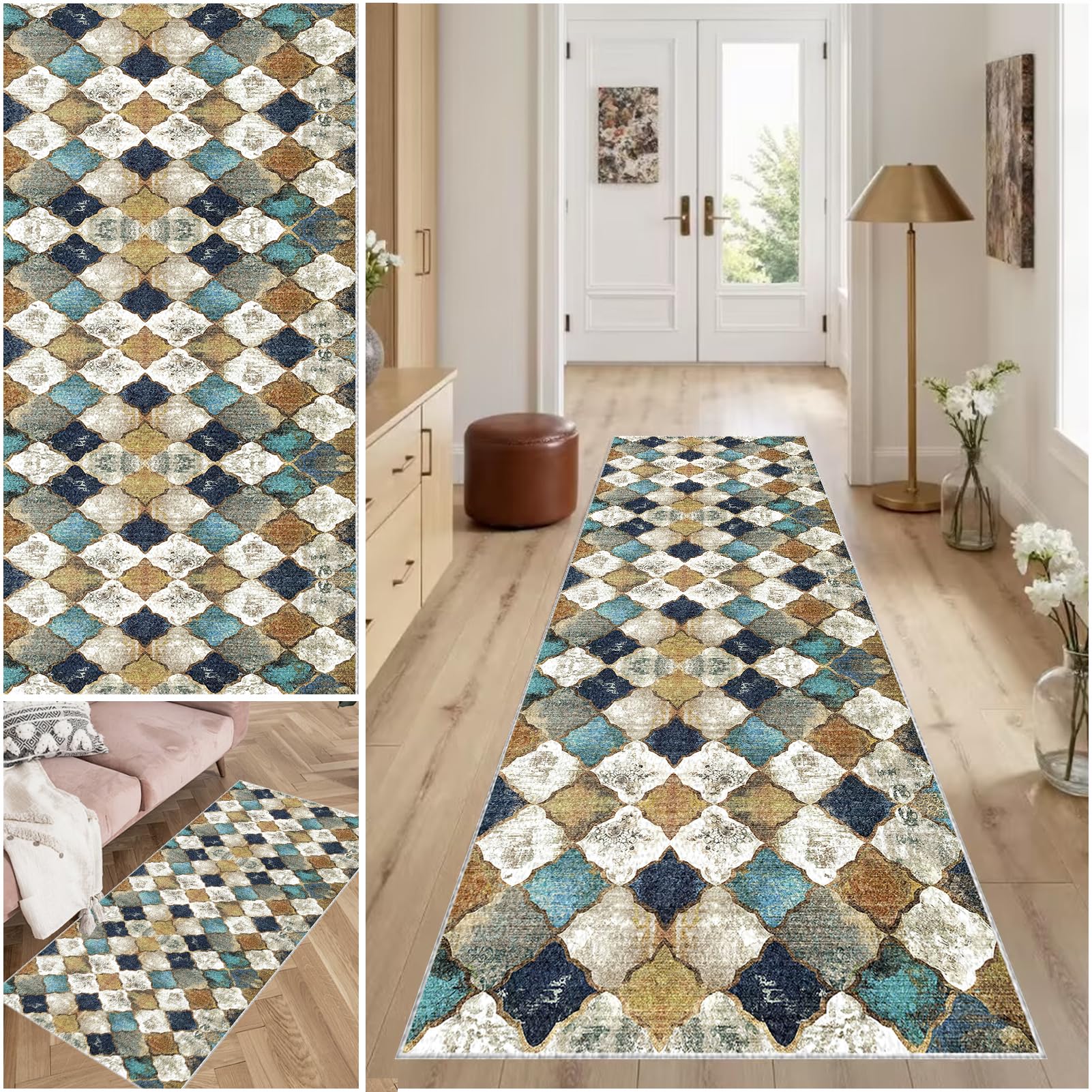 Carpet Runner for Hallway Non Slip Machine Washable Kitchen Runners Laundry Room Absorbent Area Rug Runner Floor Door Mat Runner for Hallway Entryway Kitchen Laundry Room Hall Runner 50 x 150 cm