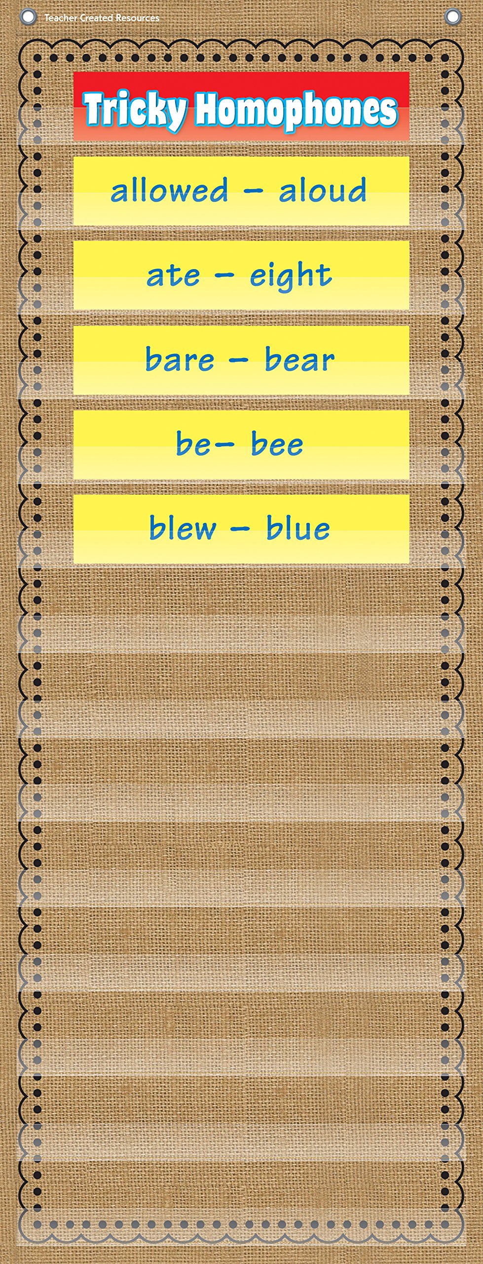 Burlap 14 Pocket Chart (13" x 34") - Image 2