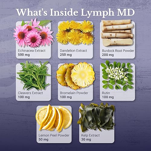 Miniatura 3 de Lymph MD - Suplemento de drenaje linfático - con bromelina, equinácea, raíz de bardana, diente de león, rutina, algas y más - Soporte del sistema