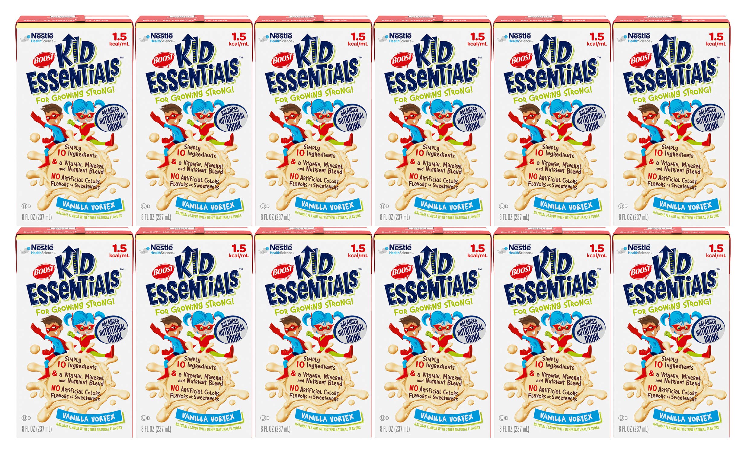 Boost Kid Essentials 1.5 Balanced Nutritional Drink, Vitamin, Mineral and Nutrient Blend (Vanilla Vortex, 8 Fl Oz (Pack of 12))