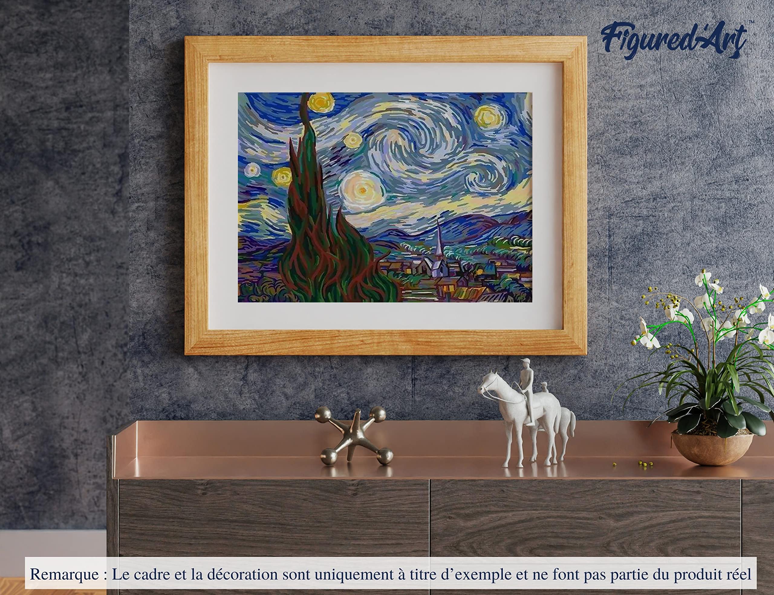 Figured'Art Dipingere con i Numeri - Paint by Numbers Van Gogh Notte Stellata, Passatempo per Adulti, Kit Completo, Hobby Creativi - Quadri fai da te 40x50cm senza cornice