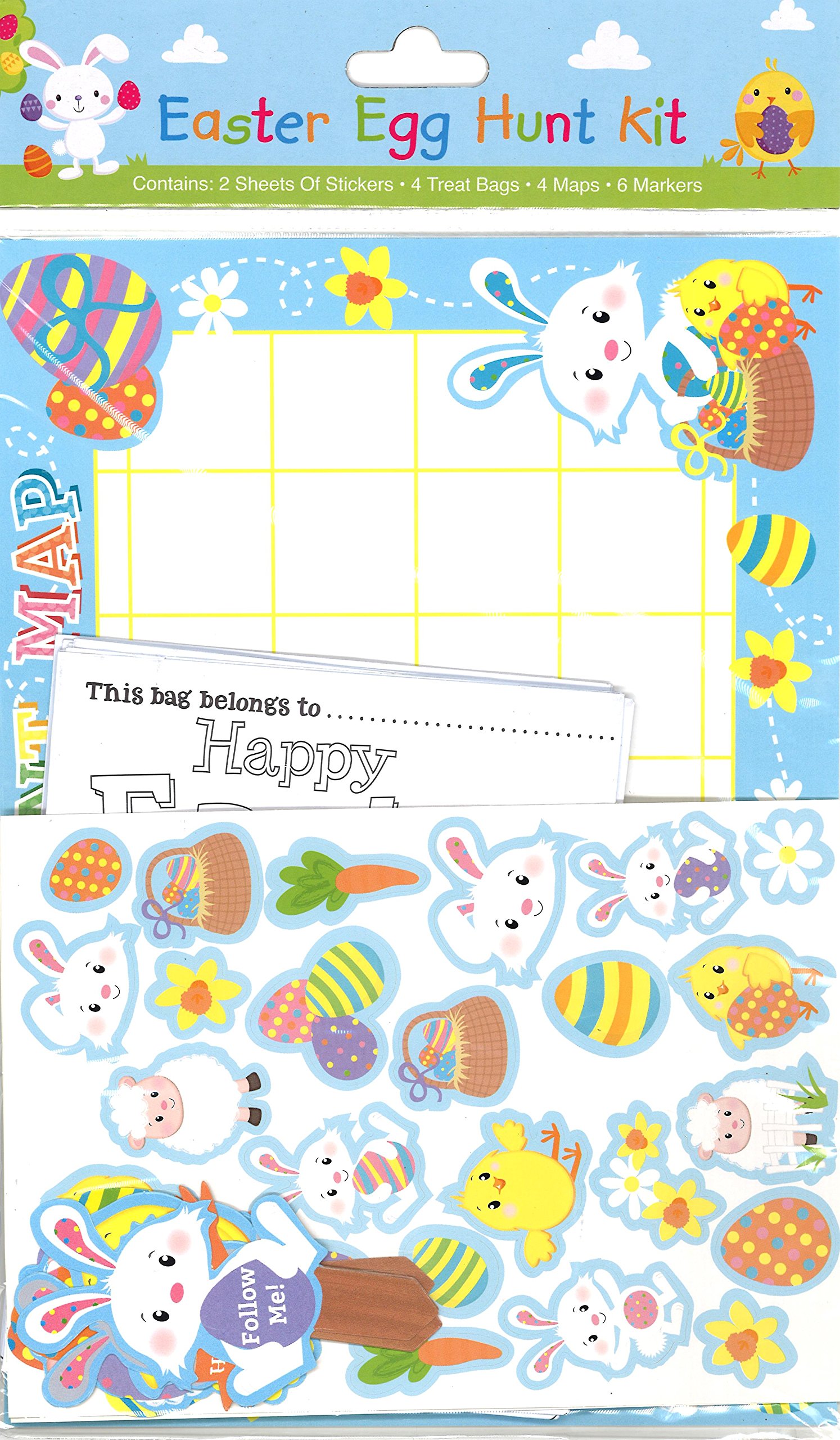 Easter Egg Hunt Kit Stickers Treat Bags Maps Markers