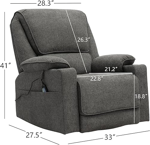 Miniatura 8 de KIGOTY Juego de sala de estar reclinable, sofá reclinable de 2 piezas, sofá biplaza reclinable y silla reclinable giratoria con tazas para sala de