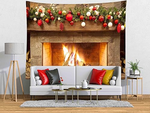 Miniatura 3 de BELECO Tapiz de Navidad para colgar en la pared, tapiz de Navidad con bolas de Navidad, decoración de pared de 60 x 40 pulgadas, decoración de