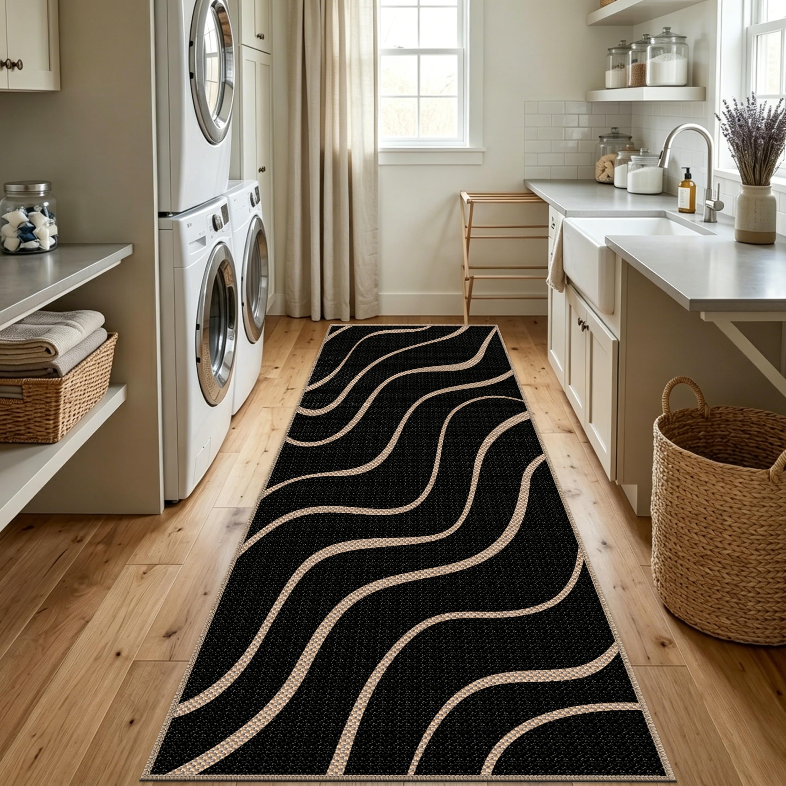 Capslpad Dywan, bieżnik na korytarz, 80 x 300 cm, antypoślizgowy, nadaje się do prania, długi dywan, nowoczesny wygląd juty, dywan kuchenny do wejścia, salonu, korytarza i kuchni