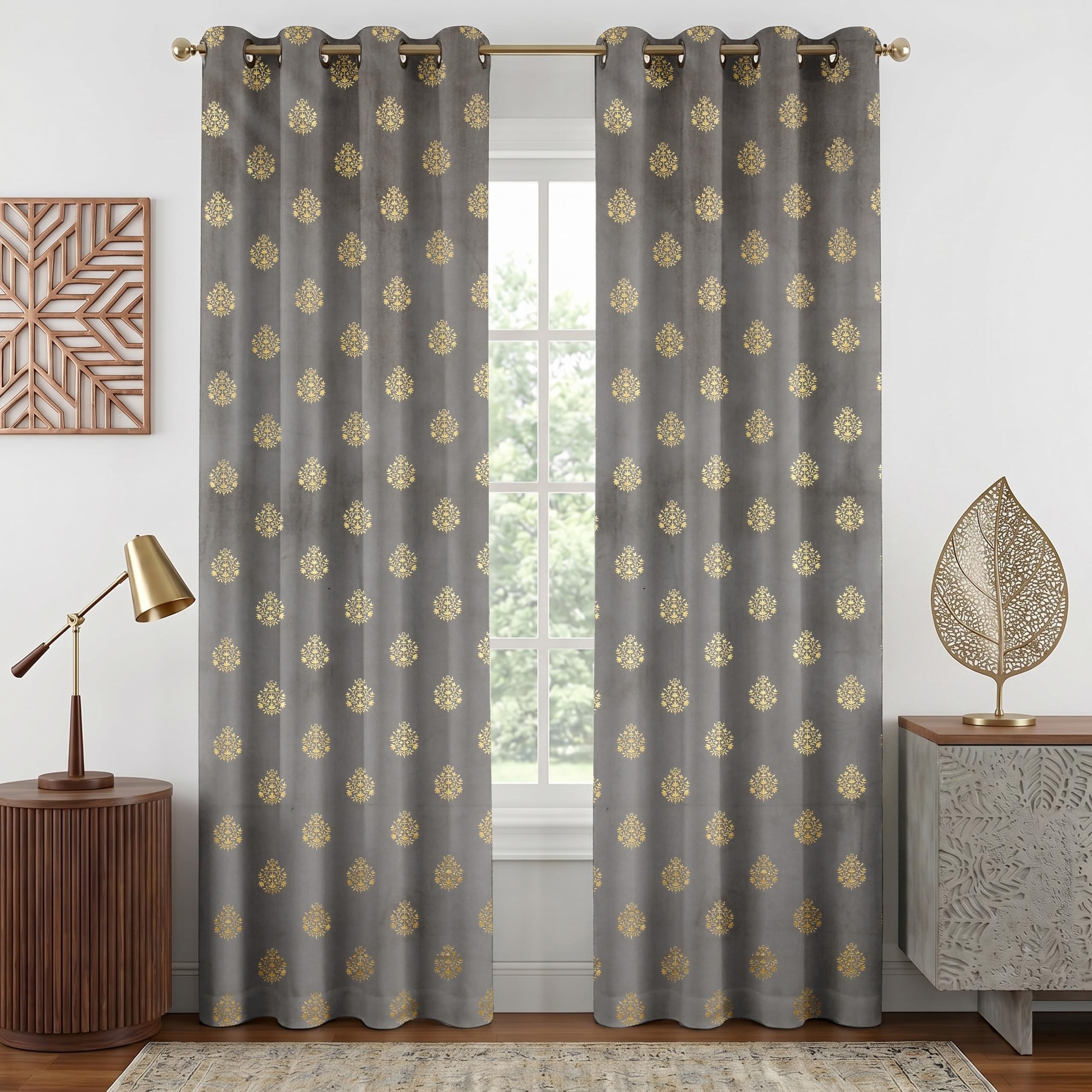 UNITMALL Heavy Soft Thick Premium Designer Fancy Velvet Solid Darkening Window Curtain for Living and Bedroom, 5 Feet, Grey, Pack of 1-image-30