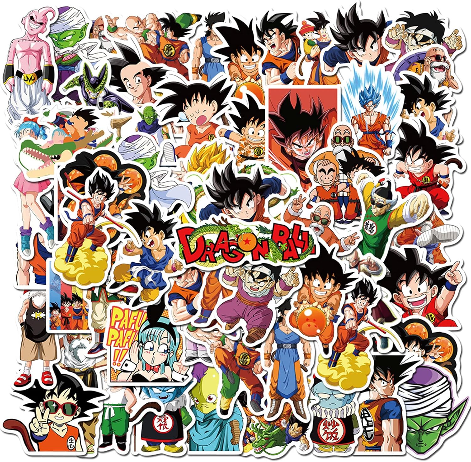 50Pcs Dragon Ball Sticker for Kids, Anime Cartoon Waterproof Vinyl Decal for Teen Girl Water Bottle Skateboard Notebook Phone Guitar Bike