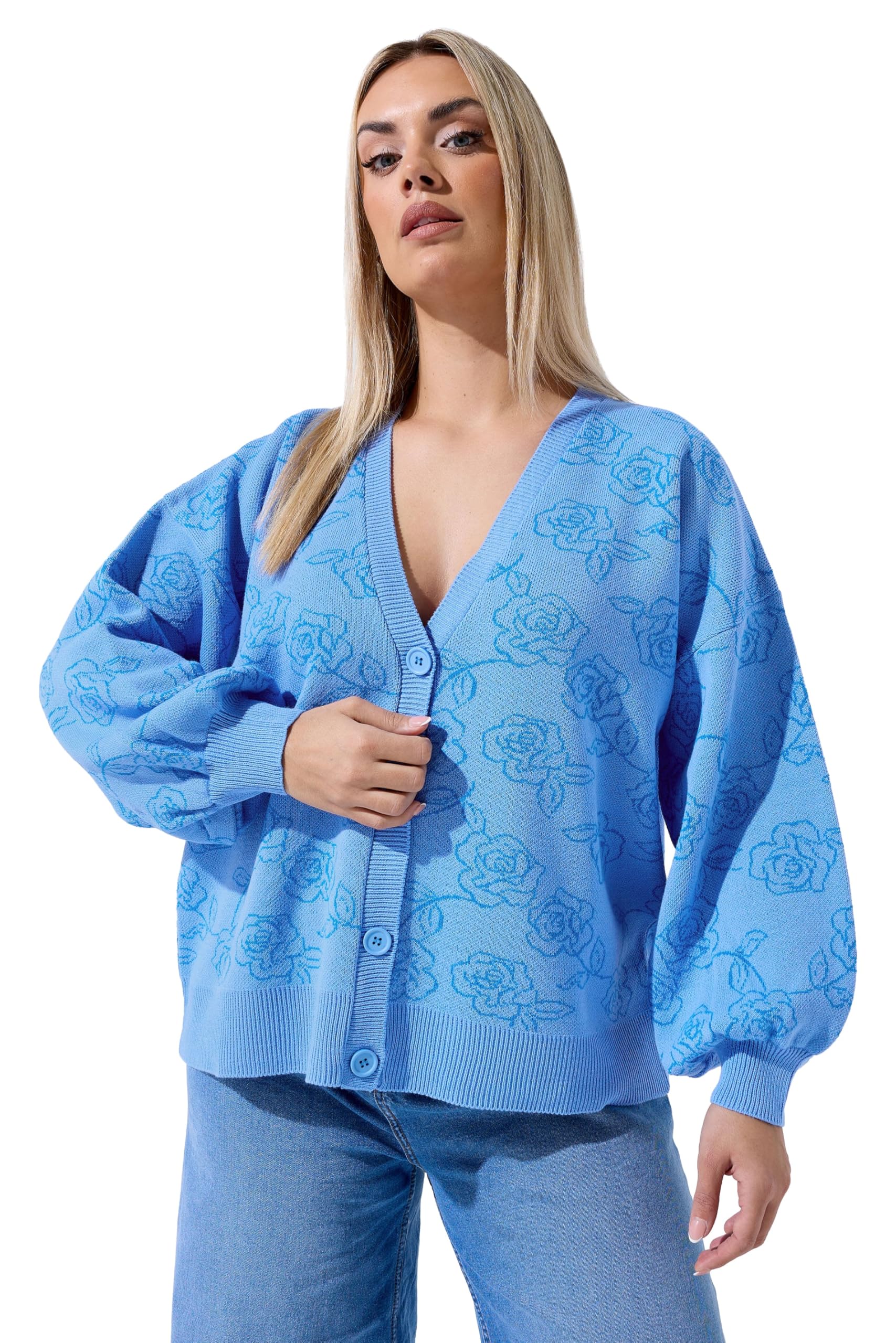Yours Limited Collection Curve Rose Knitted Cardigan - Women's - Plus Size Curve