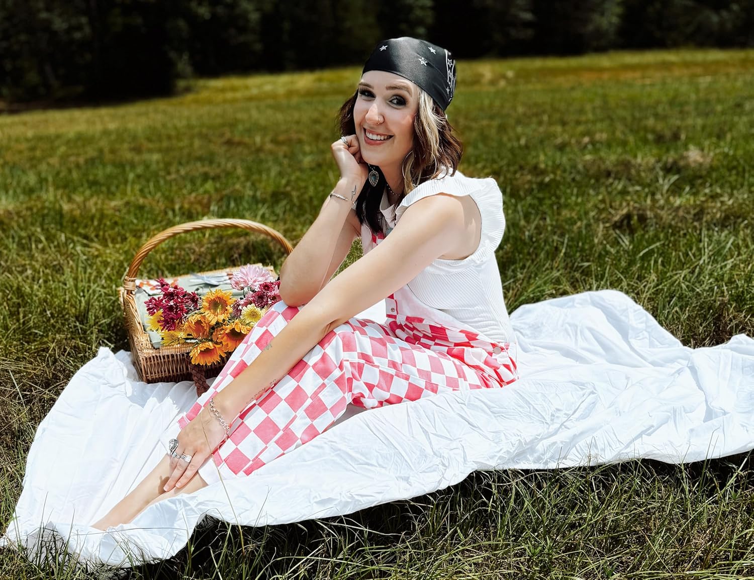 Checkered Pants Womens Overalls Fashion Bib Coveralls Cute Stretch Jeans Jumpsuit - Image 4