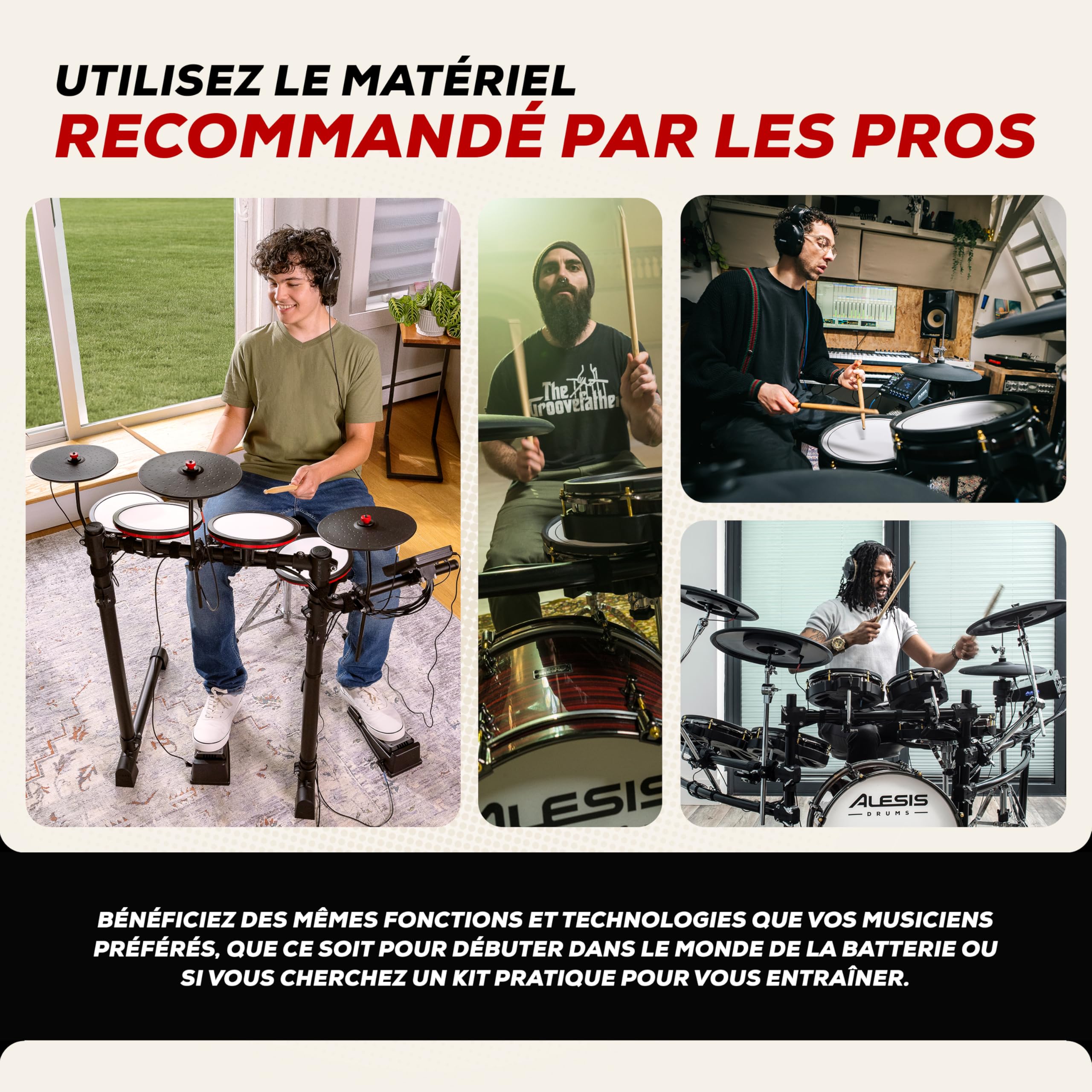 Alesis Turbo Max Batterie Électronique avec Pads Maillés 8 Pouces Silencieux, Leçons, Bluetooth et Accessoires, Pliable