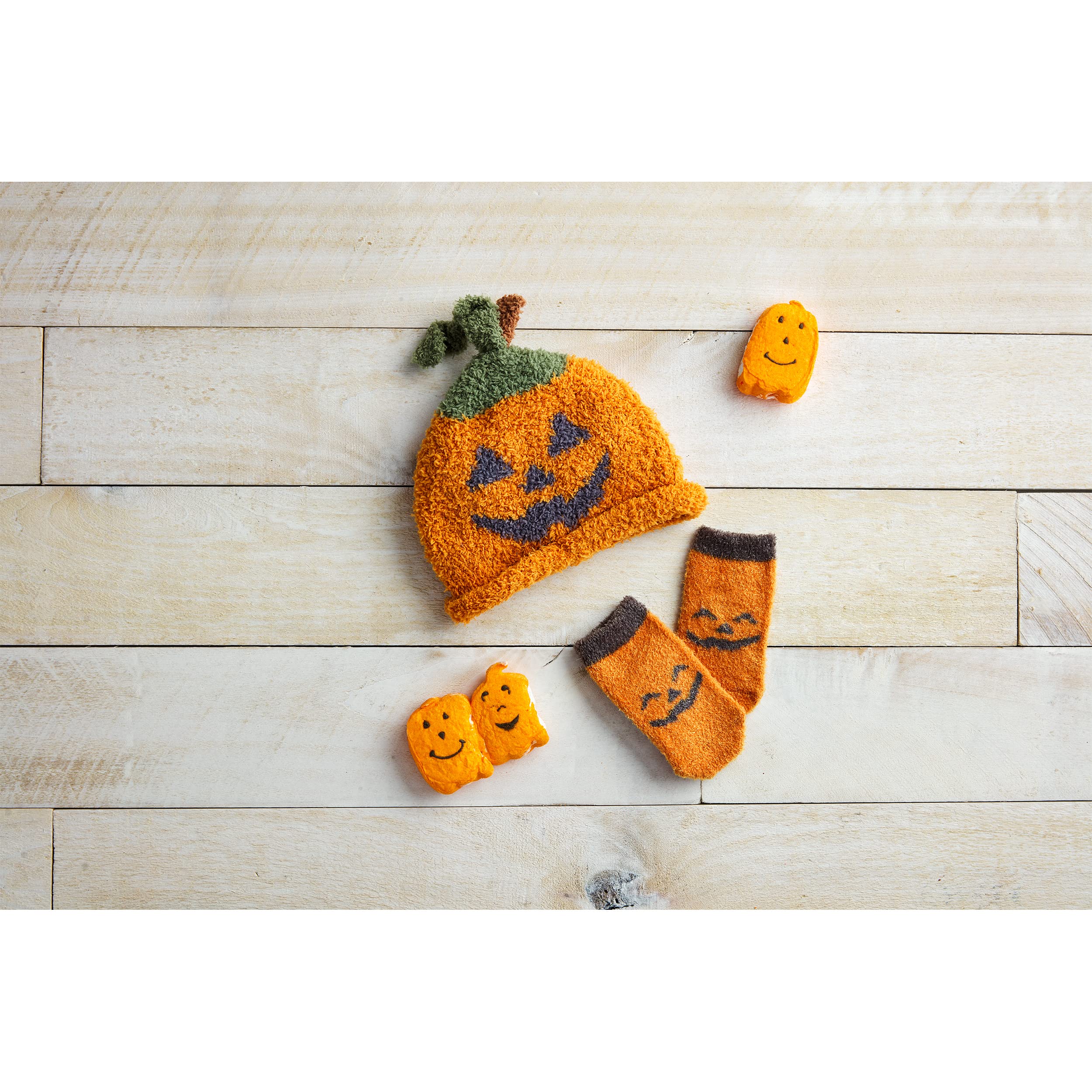 Mud Pie Unisex Kid's Halloween Chenille Hat Set, Orange
