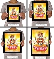 Vista 7 de Lord Brahma On Lotus - Marco de fotos religioso con marco, marco de pared negro, marco de fotos de elefante de Dios, decoración de pared